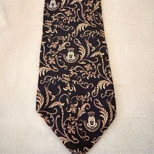 Disney Mickey Mouse Black and Gold Floral Tie